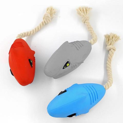 Hot Selling Dog Bite Rope Molar Chew Resistant Toy Tpr Shark Sound Squeaker Dog Toy