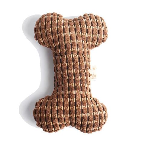 Pet Corduroy Bone Dog Chewing Toy Vocal Cleaning Training Toy Wholesale Chew Plush Toys For Dogs