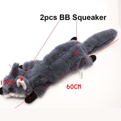 Skinny Peltz No Stuffing Fox Raccoon Squirrel Squeaky Plush Pet Dog Toys