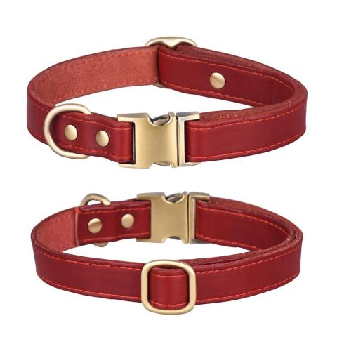 Metal Buckle Genuine Leather Collar For Dogs Customize Support