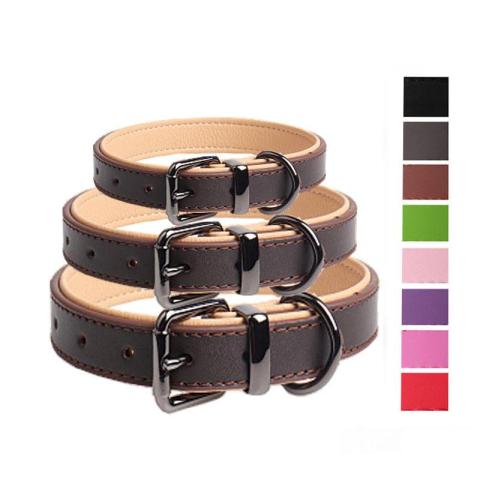 New Fashion E Unique Solid Plain Blank Italian Pet Durable Real Leather Dog Collar