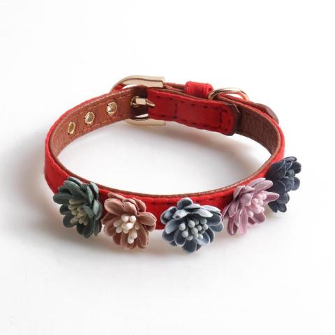 Metal Buckle Flower Dog Collar Luxury Brand Flowers Dog Supplies Collar