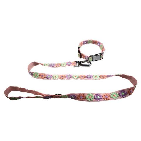 Designer Weaving Craft Pet Leash Collar Set Flower Shape Pet Leash Collar