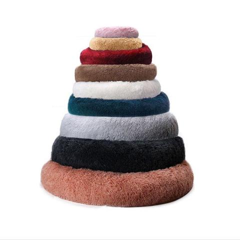 Plush Removable And Washable Fashion Customized Color Cat Round Mat Faux Fur Pet Sofa Bed