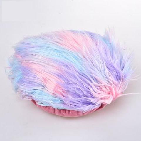 Colorful Long Fur Convenient Foldable Iron Frame Stool Lazy Style Pet Sofa Dog Bed Luxury