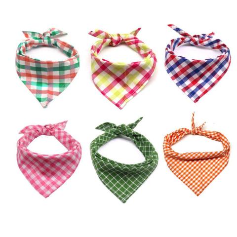 Wholesale Cotton Custom Plaid Fruit Printing Triangle Pet Dog Bandana