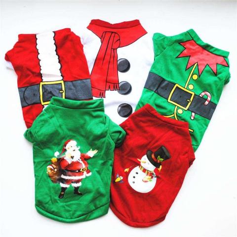 Wholesale New Year Designer Santa Christmas Pet Dog T-shirt