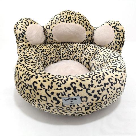 pet Comfortable Luxury Pp Cotton Leopard Print Bear Paw Dog Bed