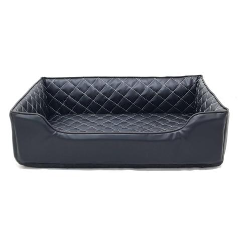 pet Luxury Dog Bed Crate Matt Leather For Dogs Washable Memory Foam Leather Bed For Large Dog