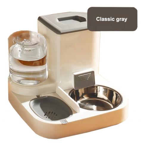 2 in 1 Stainless Steel Bowl Cat Pet Automatic Feeding Water Feeder